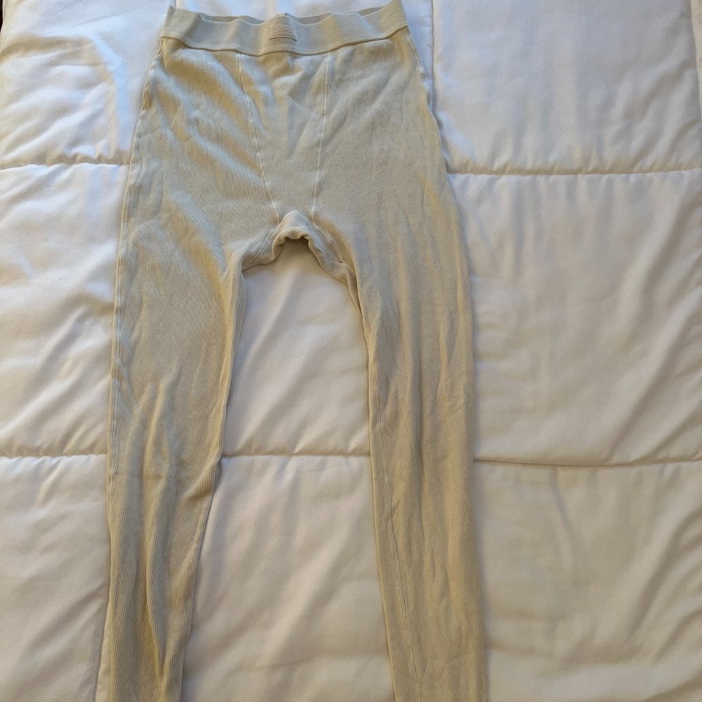 Skim Cotton Rib Leggings in Bone